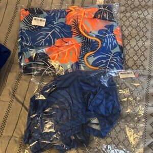 NWT-Tropical Blue and Orange Swim Shorts Set